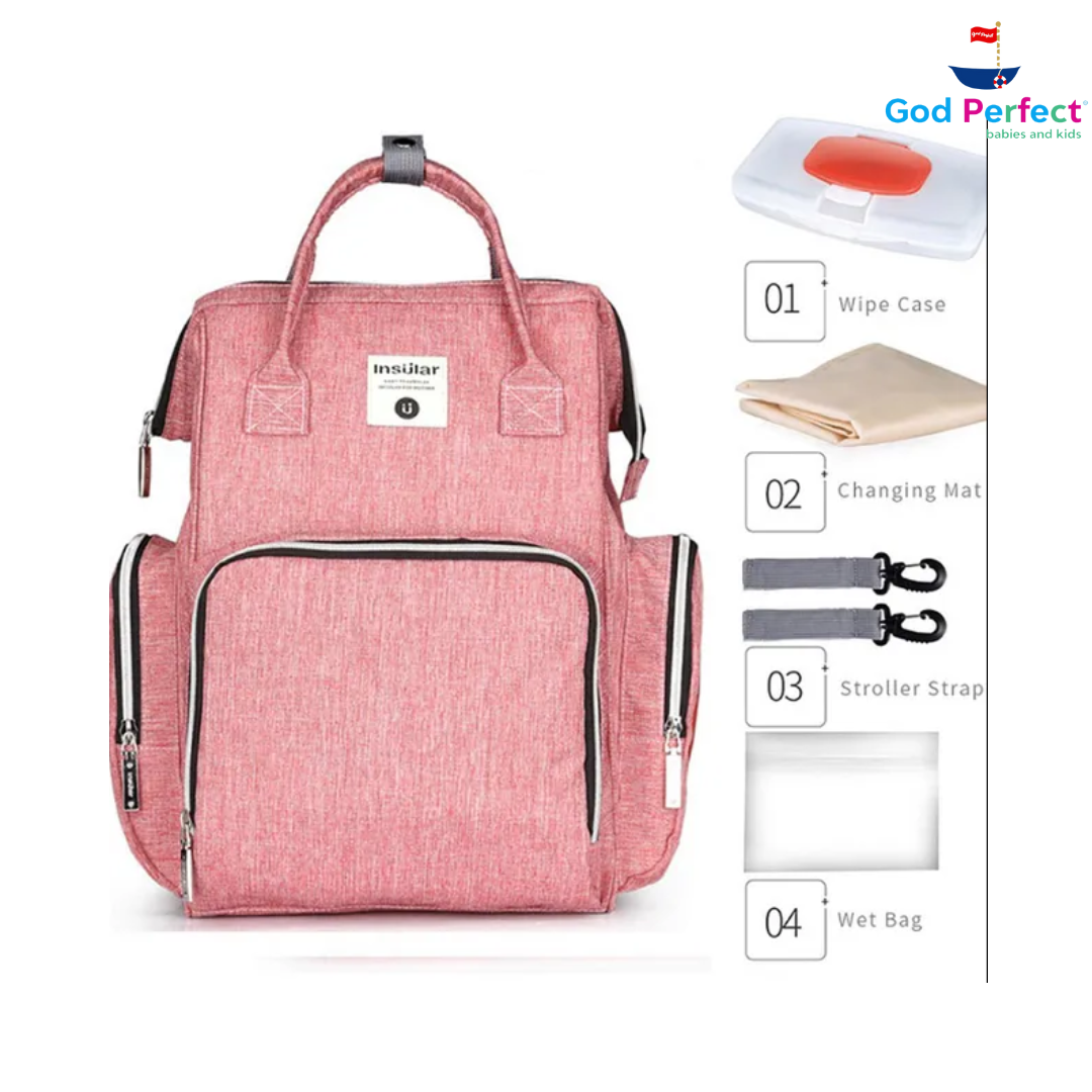 Pañalera Morral Rosado Gris