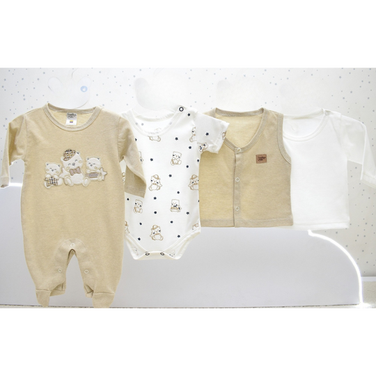 Conjunto Primera Muda Baby Ositos Algodón