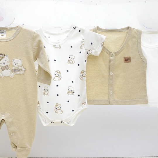 Conjunto Primera Muda Baby Ositos Algodón