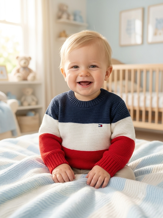 Saco Tejido en Hilo Tricolor para Niño - Estilo Urbano Casual