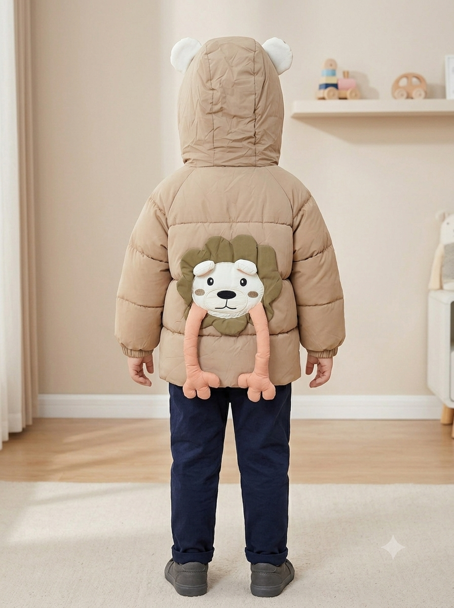 Chaqueta Acolchada Térmica para Niño "León Cachorro" con Orejitas