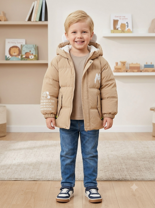 Chaqueta Acolchada Importada Térmica para Niño "Mickey Athletic Club" con Orejitas