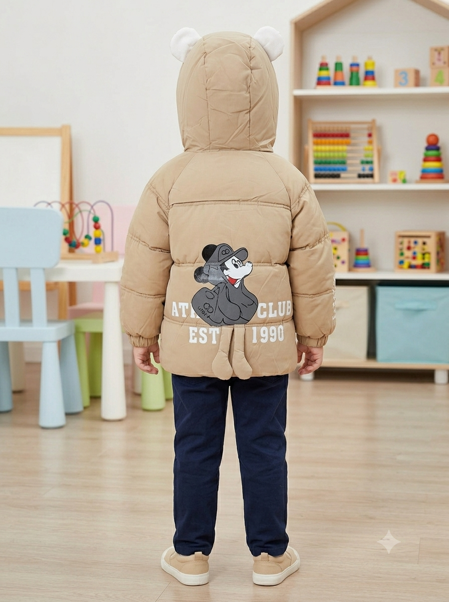 Chaqueta Acolchada Importada Térmica para Niño "Mickey Athletic Club" con Orejitas