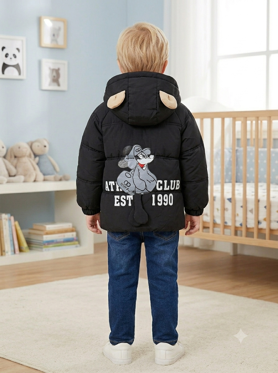 Chaqueta Acolchada Importada Térmica para Niño "Mickey Athletic Club" con Orejitas