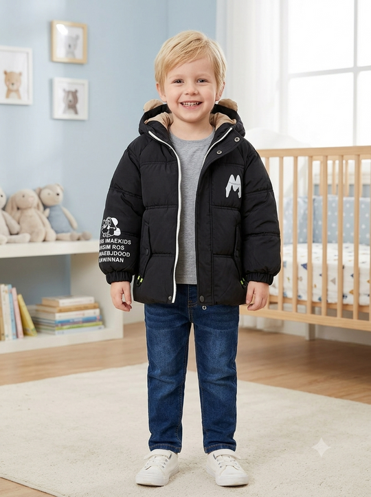 Chaqueta Acolchada Importada Térmica para Niño "Mickey Athletic Club" con Orejitas