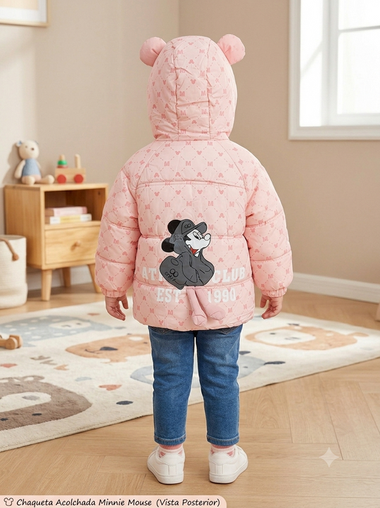 Chaqueta Acolchada Importada Térmica para Niña "Minnie Mouse" con Orejitas