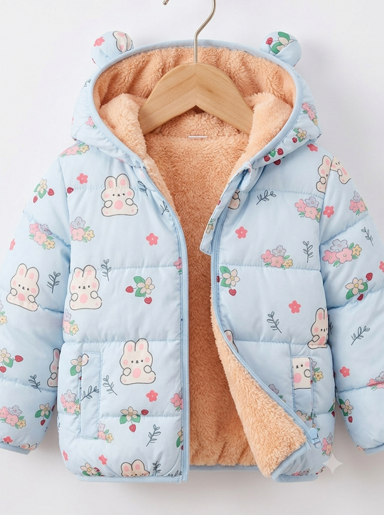 Chaqueta Importada Acolchada Térmica para Niña "Osas & Flores"