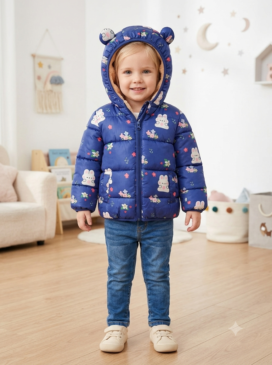 Chaqueta Importada Acolchada Térmica para Niña "Osas & Flores"