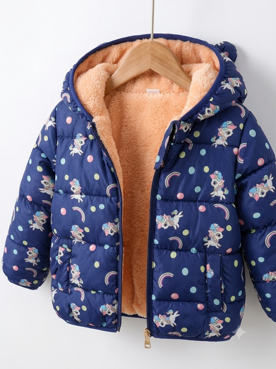 Chaqueta Importada Acolchada Térmica para Niña "Unicornios Mágicos"