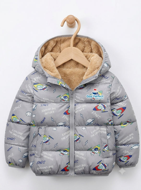 Chaqueta Importada Acolchada Térmica para Niño Cohete Espacial