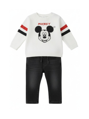 Conjunto Mickey Mouse Niño - Saco Tejido y Jean Negro Elástico