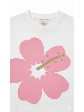 Conjunto Niña – "Tropical Bloom" Blanco y Jean Azul