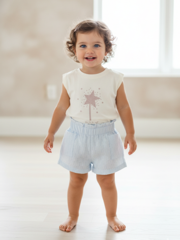 Conjunto Niña – Camiseta Varita Mágica y Short Azul Cielo