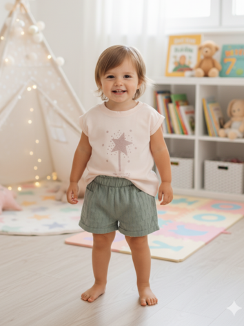 Conjunto Niña – Camiseta Varita Mágica y Short Verde