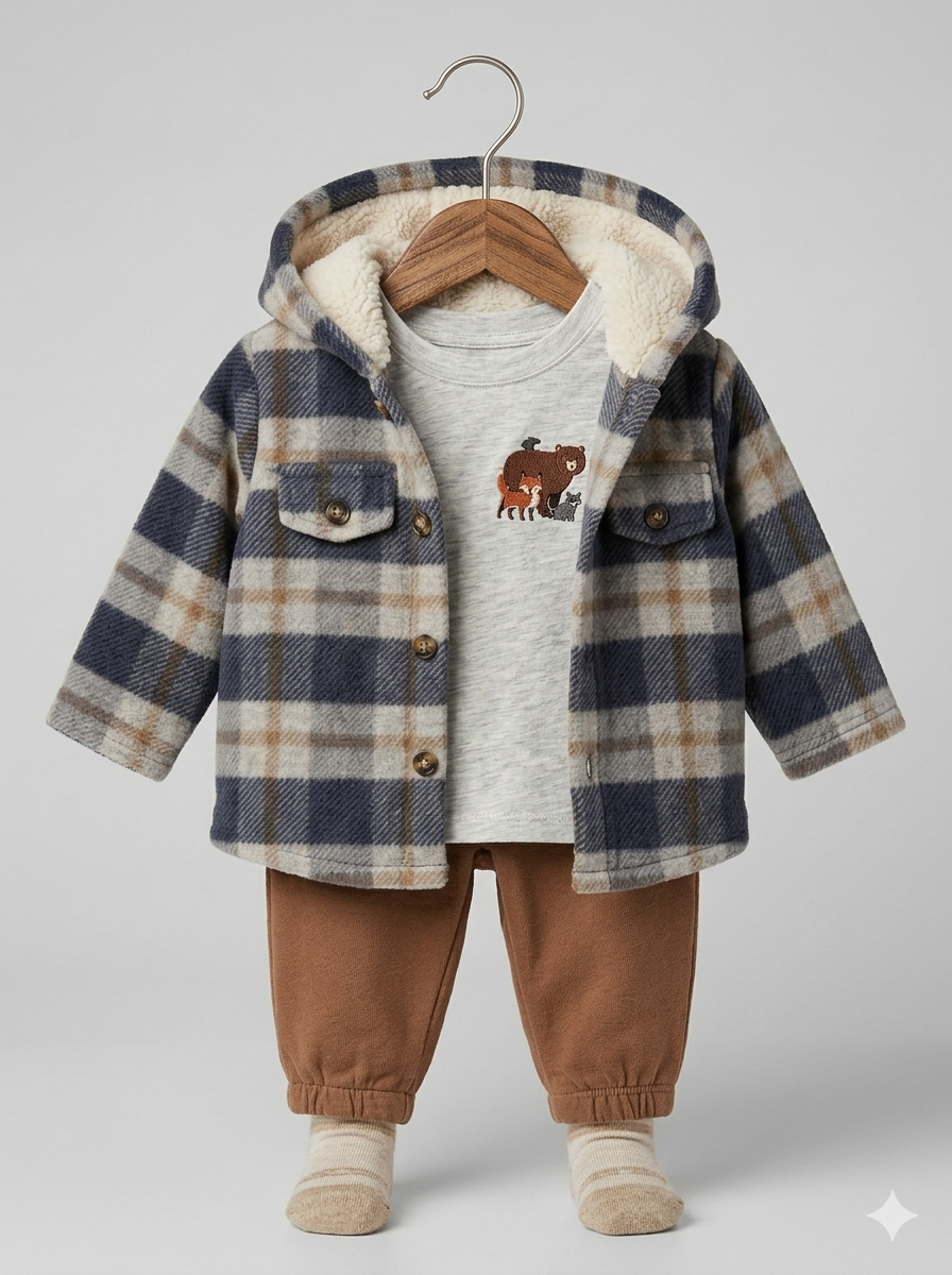 Conjunto Importado Térmico Aventura: Chaqueta Cuadros y Joggers