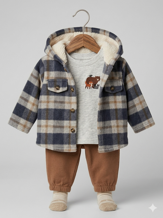 Conjunto Importado Térmico Aventura: Chaqueta Cuadros y Joggers