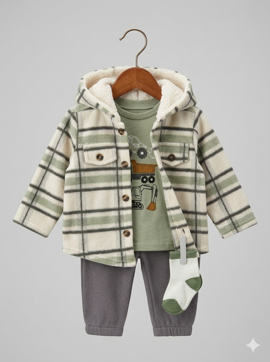Conjunto Importado Térmico Aventura: Chaqueta Cuadros y Joggers