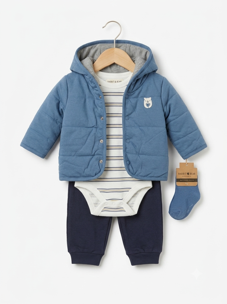 Conjunto Importado Set 4 Piezas para Bebé "Osito Abrigo"