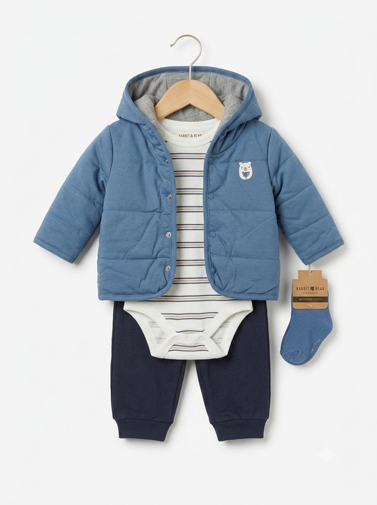 Conjunto Importado Set 4 Piezas para Bebé "Osito Abrigo"