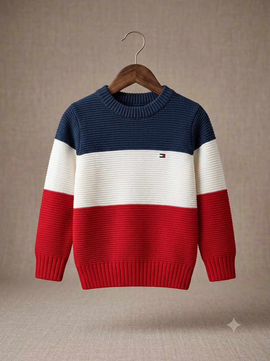 Saco Tejido en Hilo Tricolor para Niño - Estilo Urbano Casual