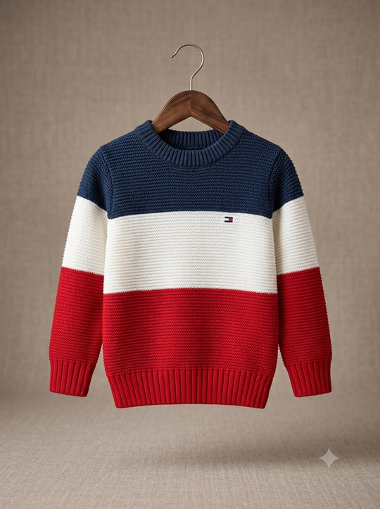 Saco Tejido en Hilo Tricolor para Niño - Estilo Urbano Casual