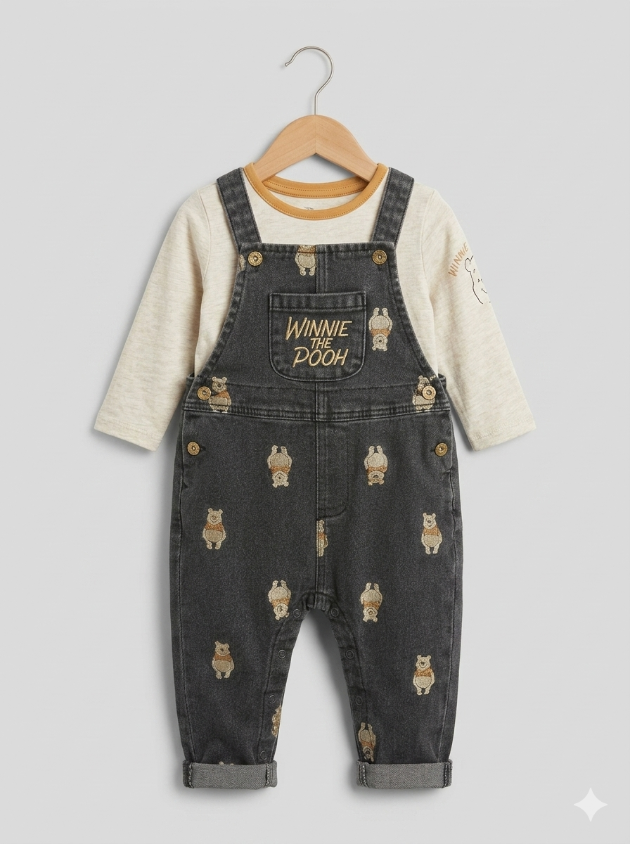 Overol Importado Winnie the Pooh con Camiseta Manga Larga