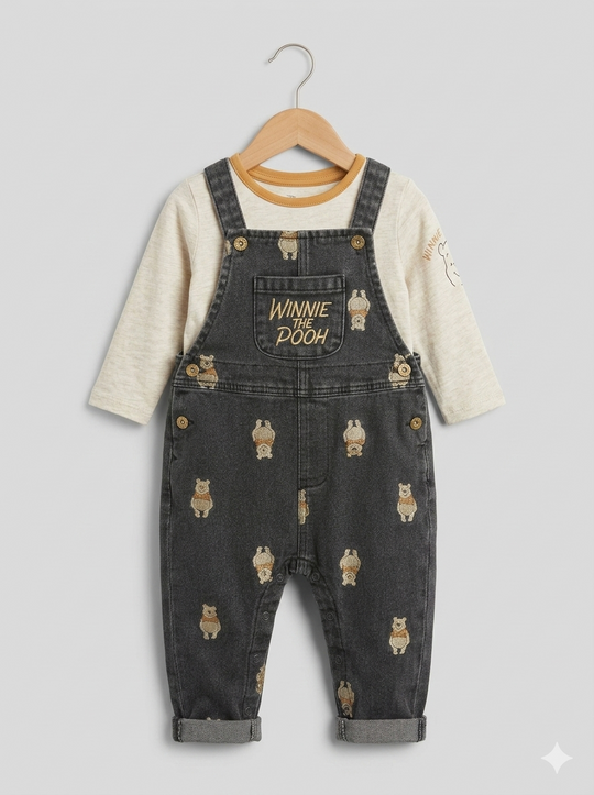 Overol Importado Winnie the Pooh con Camiseta Manga Larga