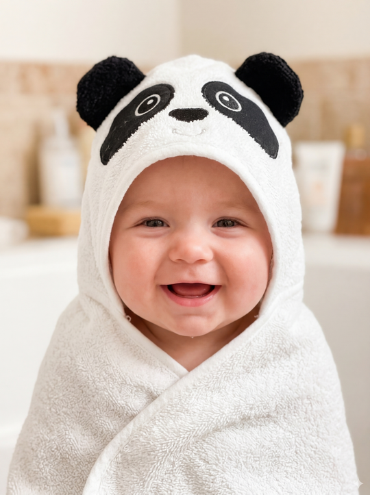 Toalla con Capucha de Osito Panda para Bebé - 100% Algodón