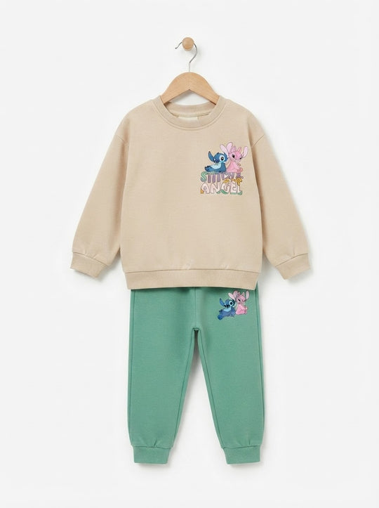 Conjunto Sudadera Importada Premiun para Niña "Stitch & Angel Best Friends"
