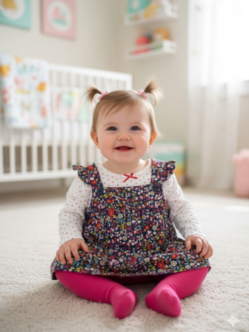 Jardinera 3 Piezas – Morado Floral con Medias Pantalón