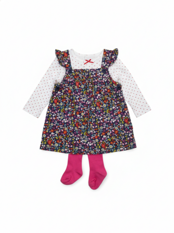 Jardinera 3 Piezas – Morado Floral con Medias Pantalón