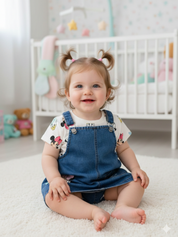 Jardinera Disney Minnie Mouse – Vestido Denim con Camiseta Estampada para Niña