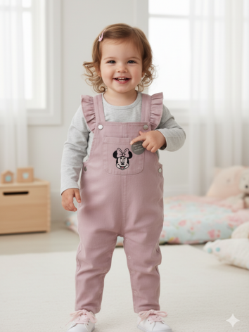 Conjunto Overol Disney Minnie Mouse – Rosa con Boleros
