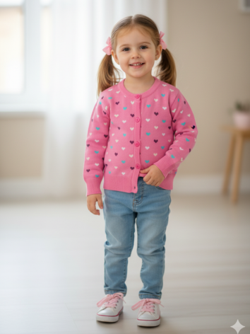 Saco Corazones Tejido Niña Bebé