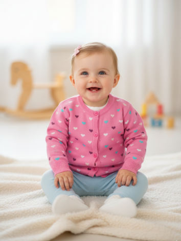 Saco Corazones Tejido Niña Bebé