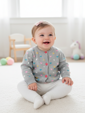 Saco Corazones Tejido Niña Bebé