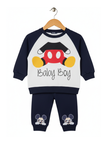 Conjunto Mickey Modern "Baby Boy" - Azul Naval & Blanco