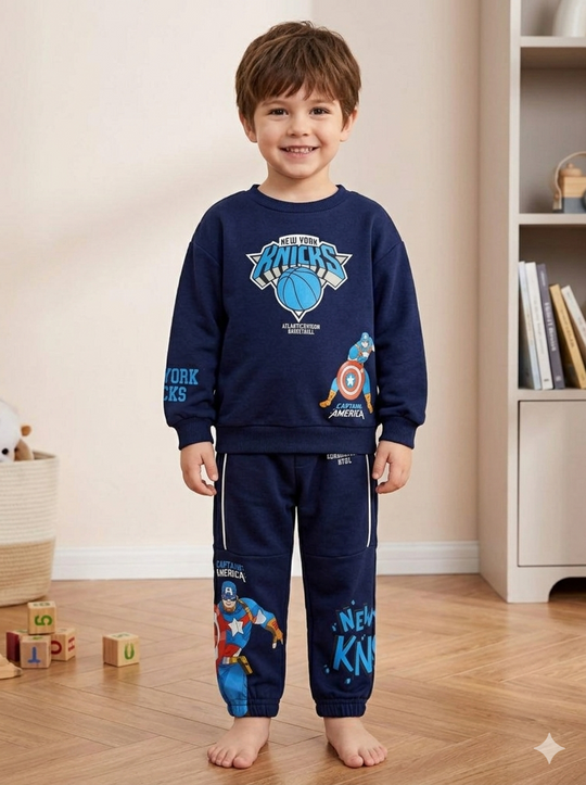 Conjunto Sudadera Importada Premium para Niño Capitán América Knicks