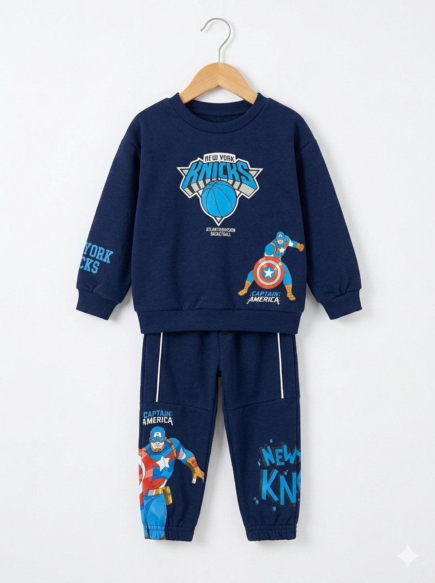 Conjunto Sudadera Importada Premium para Niño Capitán América Knicks