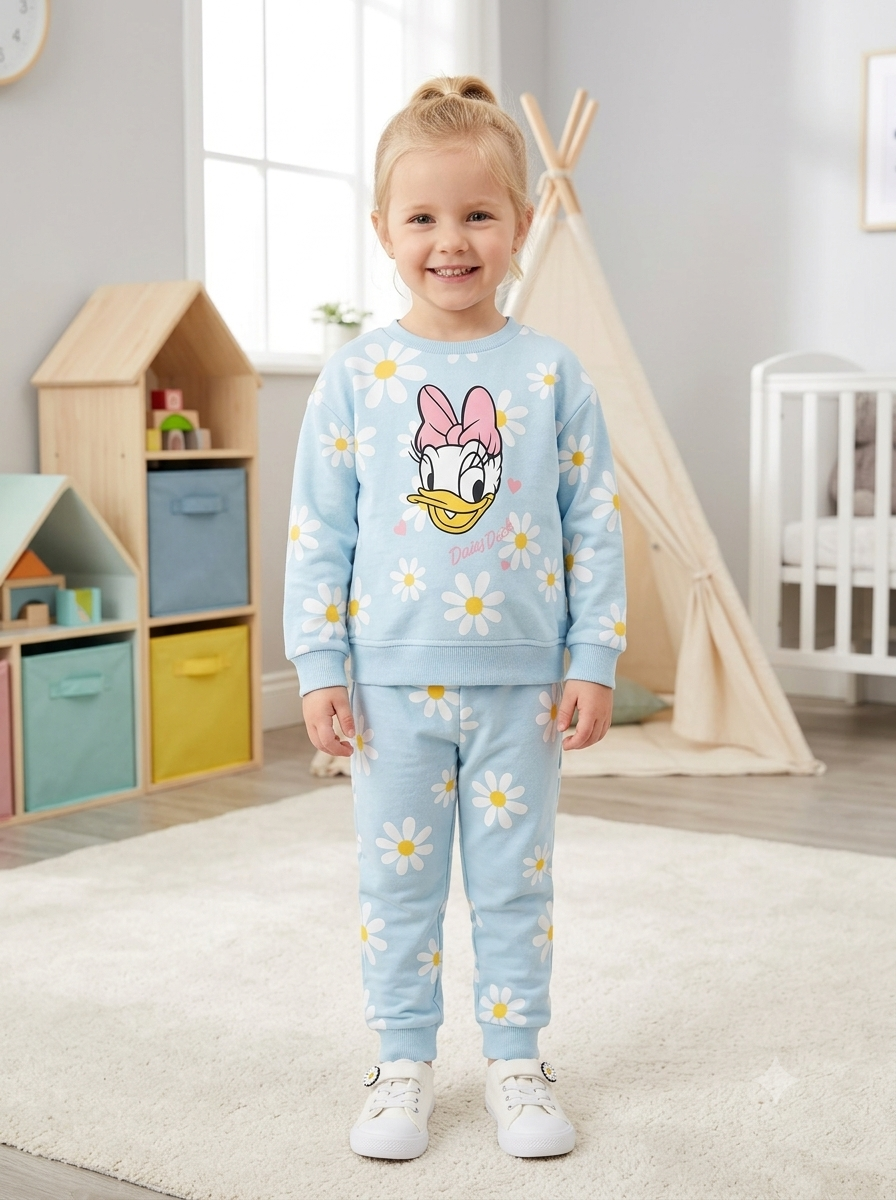 Conjunto Sudadera Importada Premiun para Niña Daisy Duck Floral
