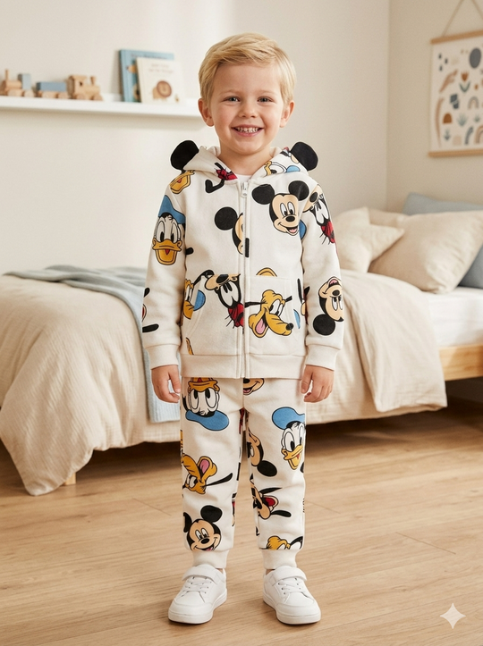 Conjunto Sudadera Chaqueta con Capucha y Jogger Importada Mickey & Friends