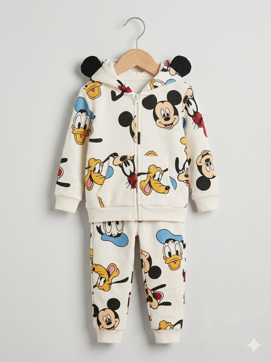 Conjunto Sudadera Chaqueta con Capucha y Jogger Importada Mickey & Friends