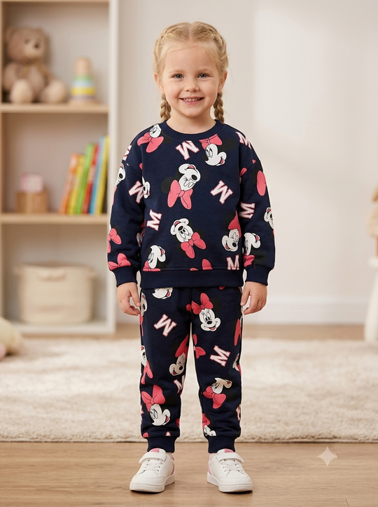 Conjunto Sudadera Importada Premiun para Niña Minnie Letter M All-Over