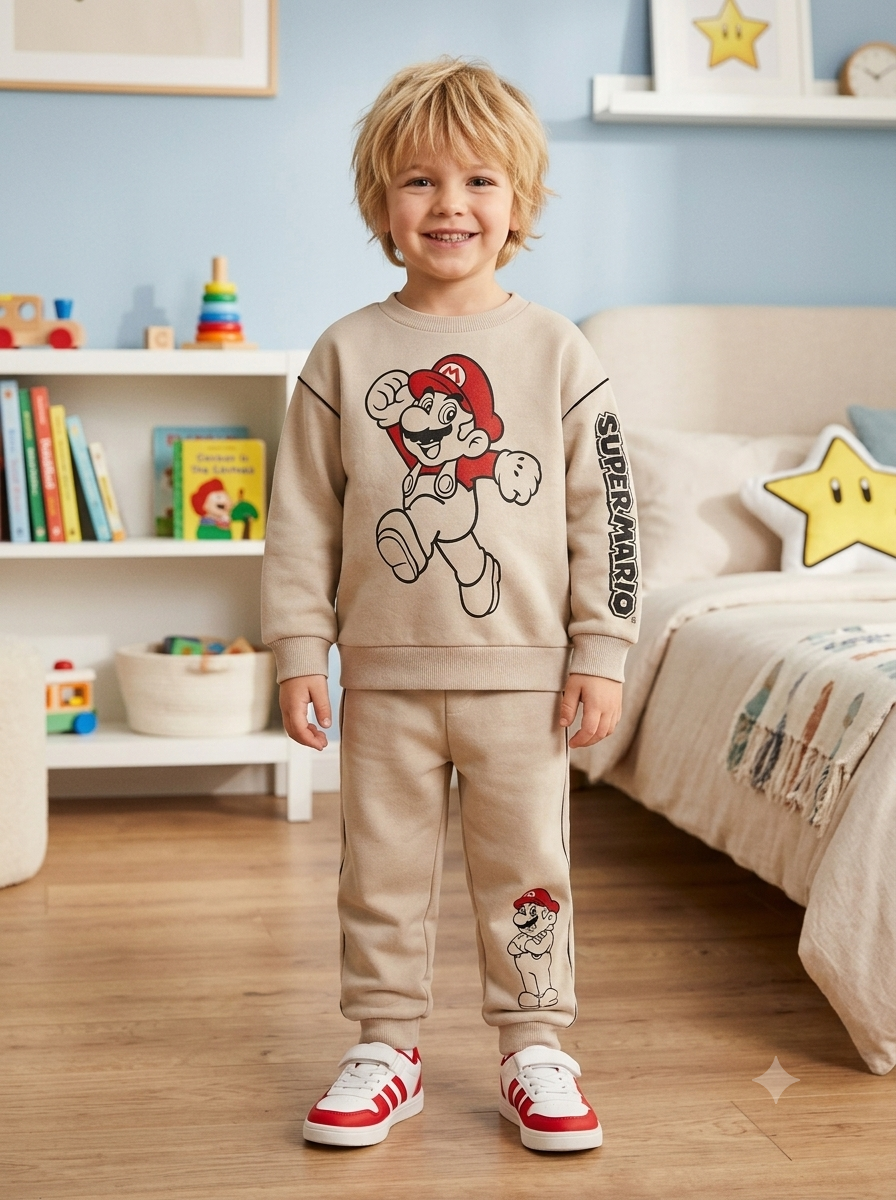 Conjunto Sudadera Importada Premium Niño "Super Mario Jump"