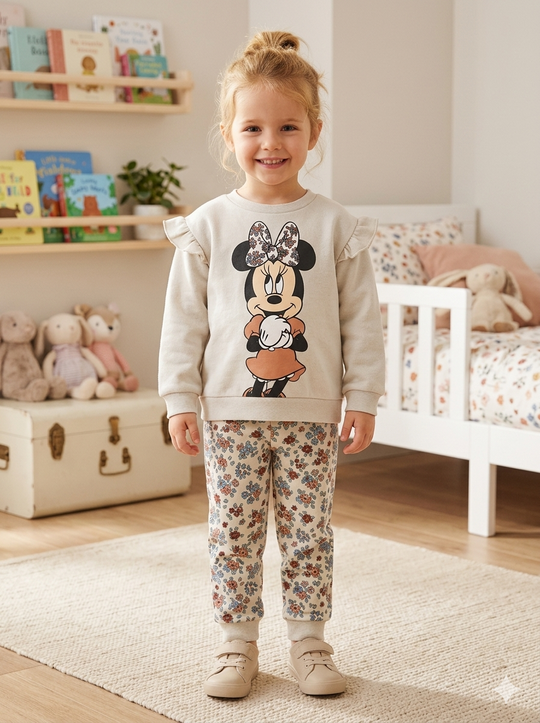 Conjunto Sudadera Niña Importada Minnie Mouse Floral