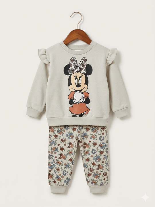 Conjunto Sudadera Niña Importada Minnie Mouse Floral