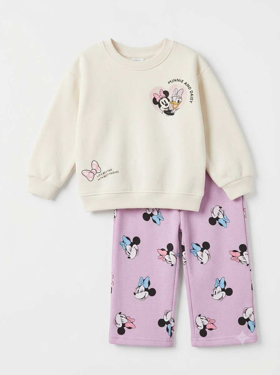 Conjunto Sudadera Importada Premiun para Niña "Minnie & Daisy" con Pantalón Amplio