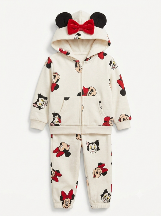 Conjunto Sudadera Importada Premiun para Niña "Minnie & Fígaro Moño"