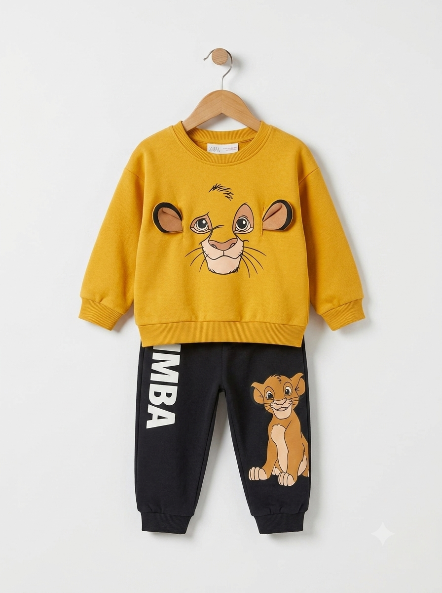 Conjunto Sudadera Importada Premium  Niño El Rey León Simba" con Orejitas