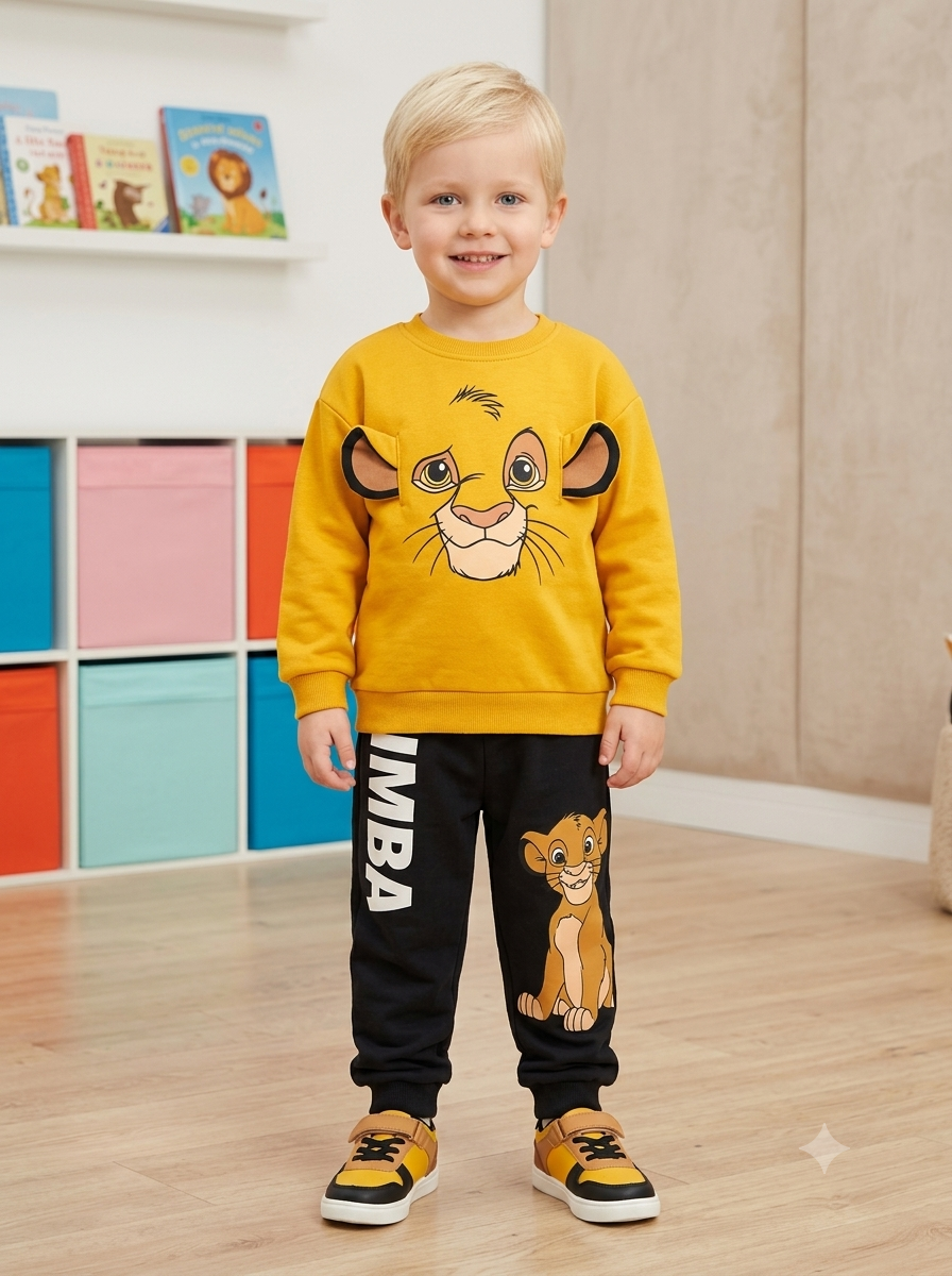 Conjunto Sudadera Importada Premium  Niño El Rey León Simba" con Orejitas